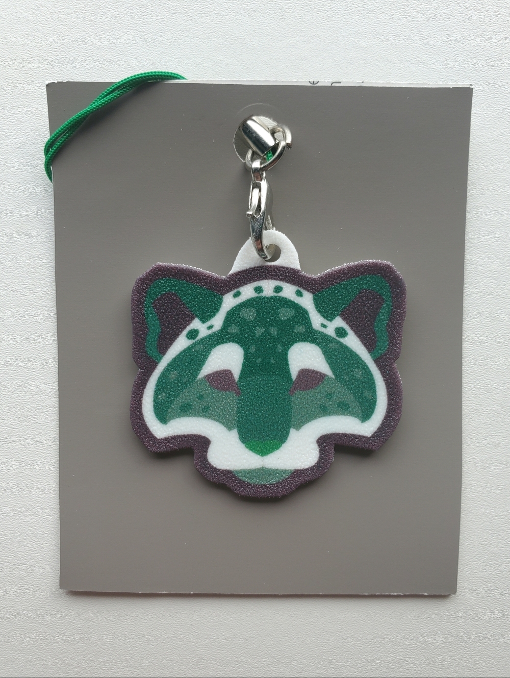 Handmade Green Geometric Snow Leopard, Arctic Fox, + Polar Bear Charms/Keychains